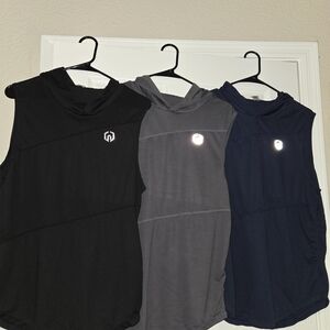 Stylish Mens Sleeveless Athletic Hooded Shirts - Black, Gray, and Navy Blue